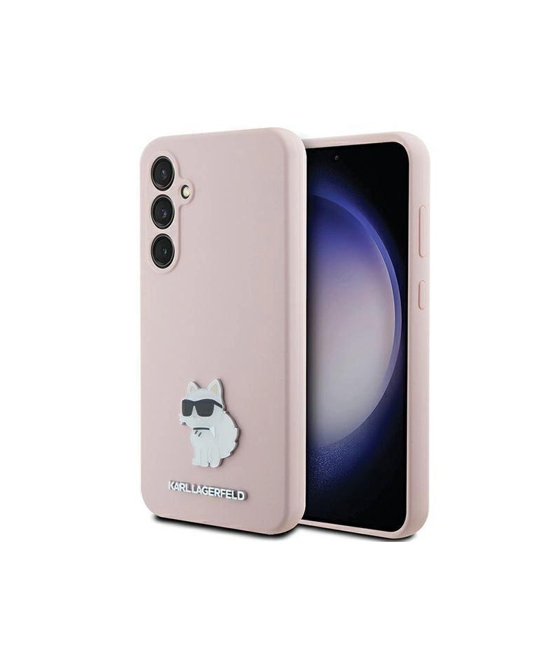 Karl Lagerfeld Silicone Choupette Metal Pin case for Samsung Galaxy S23 FE - pink
