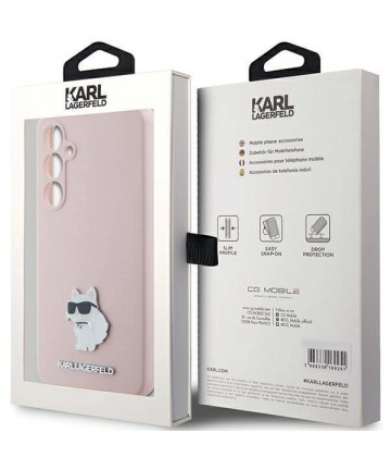 Karl Lagerfeld Silicone Choupette Metal Pin case for Samsung Galaxy S23 FE - pink