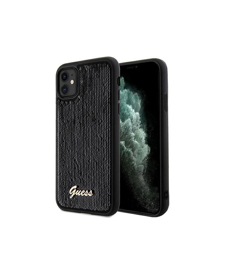 Guess Sequin Script Metal case for iPhone 11 / Xr - black