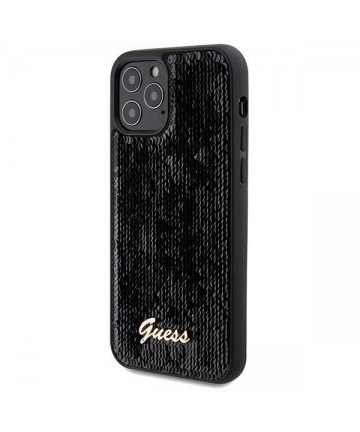 Guess Sequin Script Metal case for iPhone 12/12 Pro - black