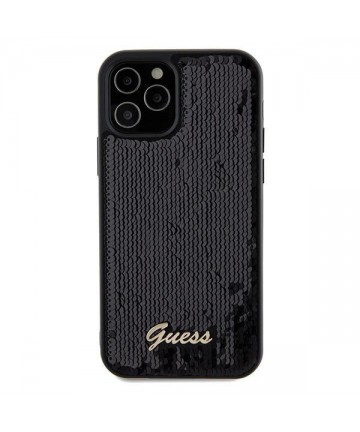 Guess Sequin Script Metal case for iPhone 12/12 Pro - black