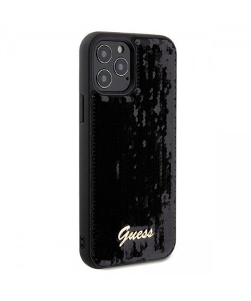 Guess Sequin Script Metal case for iPhone 12/12 Pro - black