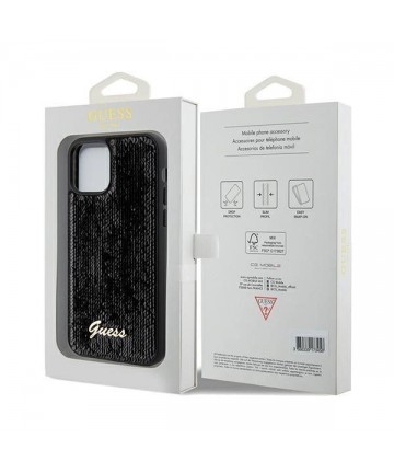 Guess Sequin Script Metal case for iPhone 12/12 Pro - black