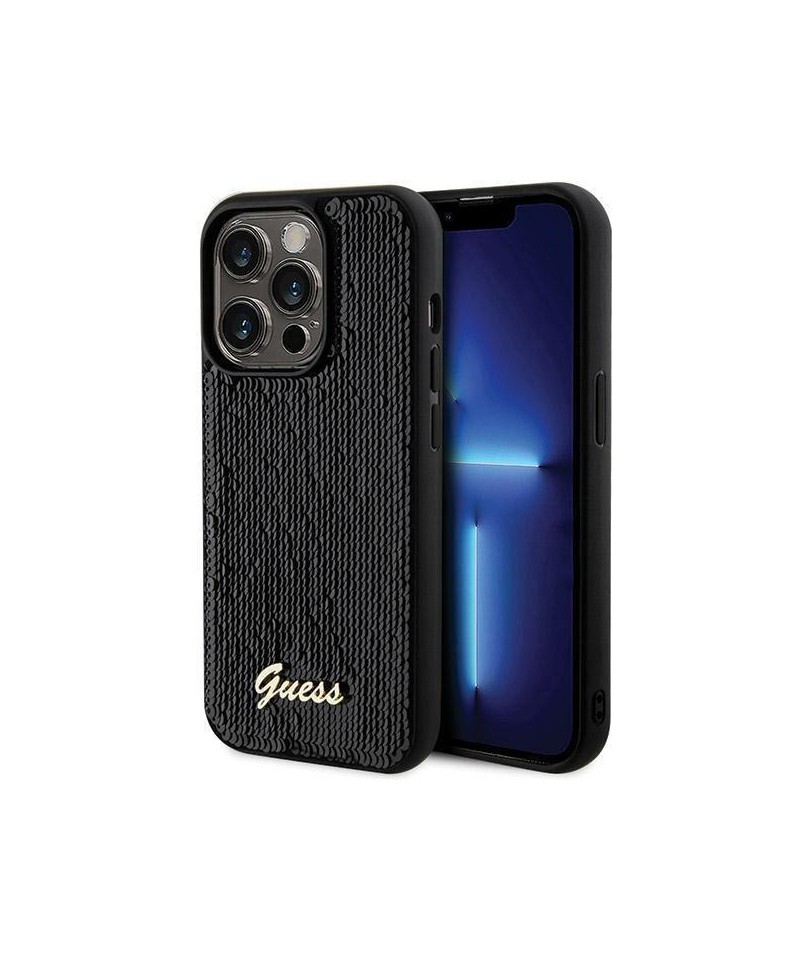 Guess Sequin Script Metal case for iPhone 13 Pro Max - black