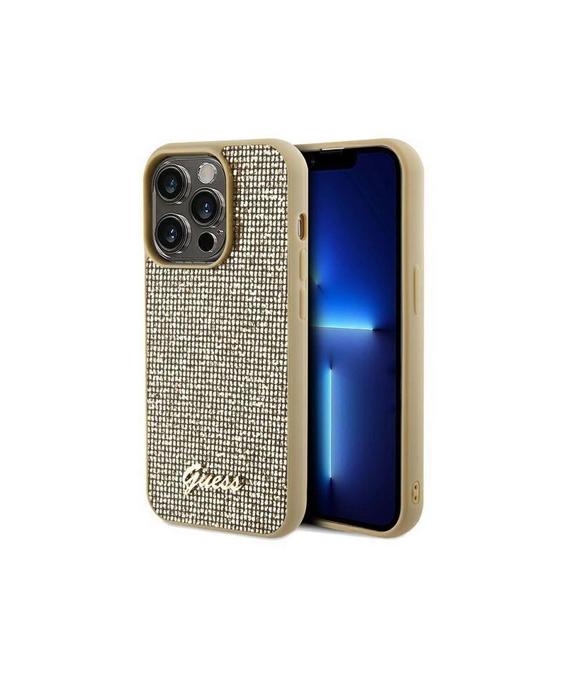 Guess Disco Metal Script case for iPhone 14 Pro - gold