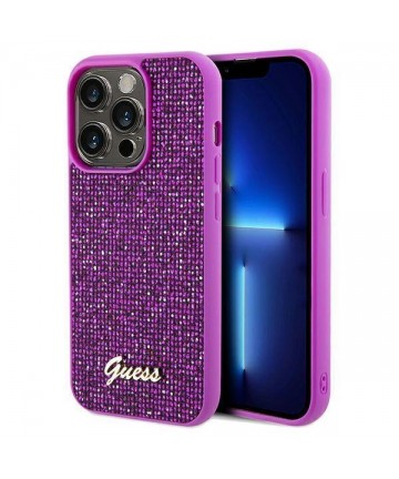 Guess Disco Metal Script case for iPhone 14 Pro - fuchsia