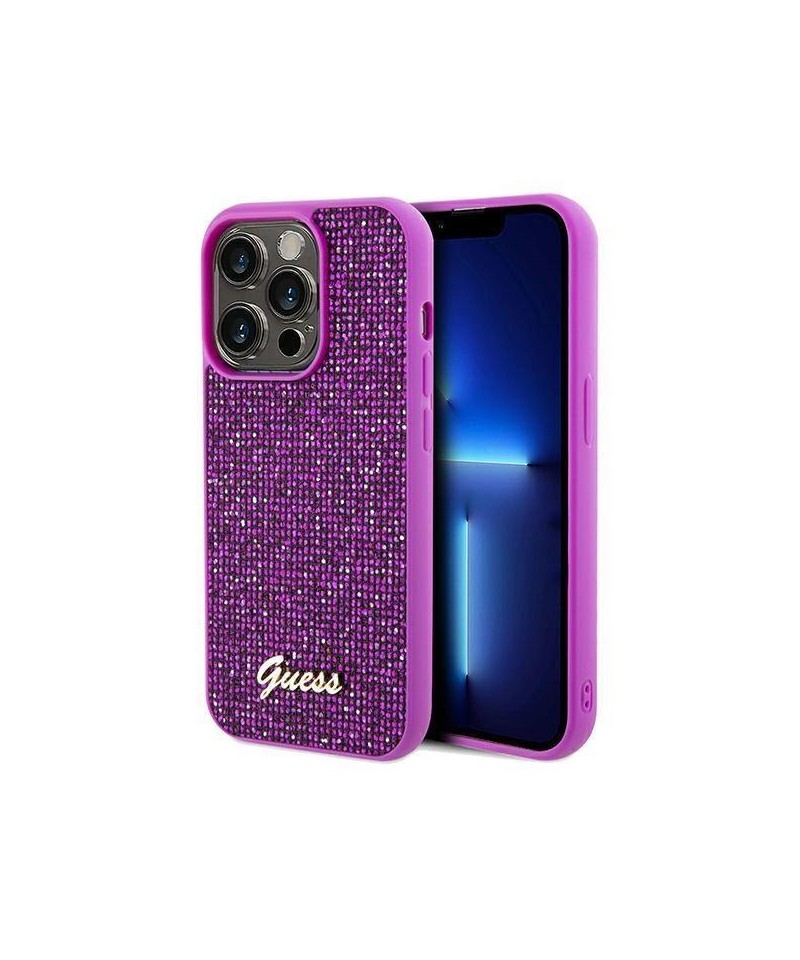 Guess Disco Metal Script case for iPhone 14 Pro - fuchsia