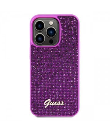 Guess Disco Metal Script case for iPhone 14 Pro - fuchsia