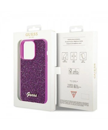 Guess Disco Metal Script case for iPhone 14 Pro - fuchsia