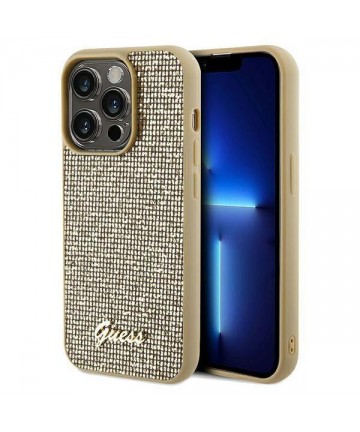 Guess Disco Metal Script case for iPhone 14 Pro Max - gold
