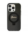 Guess Ring Stand Script Glitter MagSafe case for iPhone 12/12 Pro - black