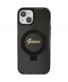 Guess Ring Stand Script Glitter MagSafe case for iPhone 13 / 14 / 15 - black