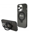 Guess Ring Stand Script Glitter MagSafe case for iPhone 13 Pro Max - black