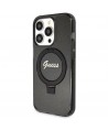 Guess Ring Stand Script Glitter MagSafe case for iPhone 14 Pro - black