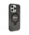 Guess Ring Stand Script Glitter MagSafe case for iPhone 14 Pro Max - black