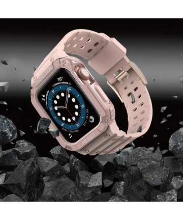 Protect Strap Band for Apple Watch 42/44/45mm Armored Case Strap - Pink