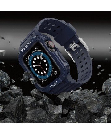 Protect Strap Band for Apple Watch 42/44/45mm Armored Case Strap - Blue
