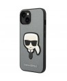 Karl Lagerfeld Saffiano Karl's Head Patch case for iPhone 14 Plus - silver