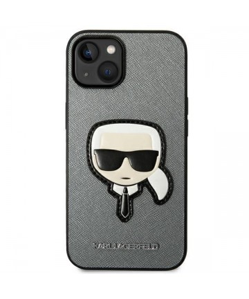 Karl Lagerfeld Saffiano Karl's Head Patch case for iPhone 14 Plus - silver