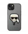 Karl Lagerfeld Saffiano Karl's Head Patch case for iPhone 14 Plus - silver