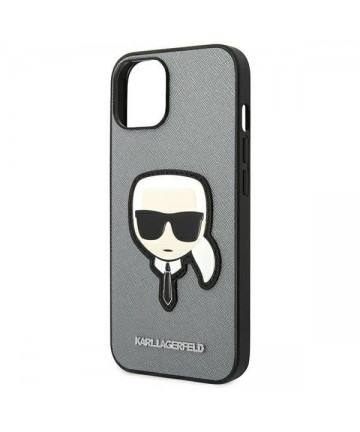 Karl Lagerfeld Saffiano Karl's Head Patch case for iPhone 14 Plus - silver