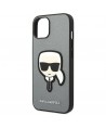 Karl Lagerfeld Saffiano Karl's Head Patch case for iPhone 14 Plus - silver