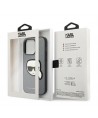 Karl Lagerfeld Saffiano Karl's Head Patch Case for iPhone 14 Pro - Silver