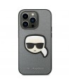 Karl Lagerfeld Saffiano Karl's Head Patch case for iPhone 14 Pro Max - silver