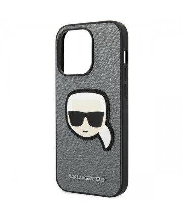 Karl Lagerfeld Saffiano Karl's Head Patch case for iPhone 14 Pro Max - silver