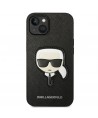 Karl Lagerfeld Saffiano Karl's Head Patch Case for iPhone 14 Plus - Black