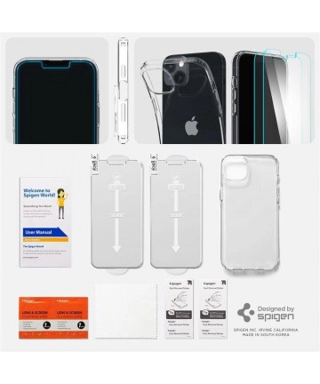 Spigen Crystal Case and Tempered Glass Set for iPhone 14 Plus - Clear