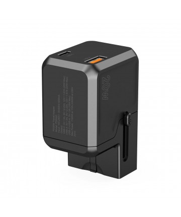 Choetech PD6038 USB-C USB-A PD 20W Travel Charger USA EU UK AU - Black