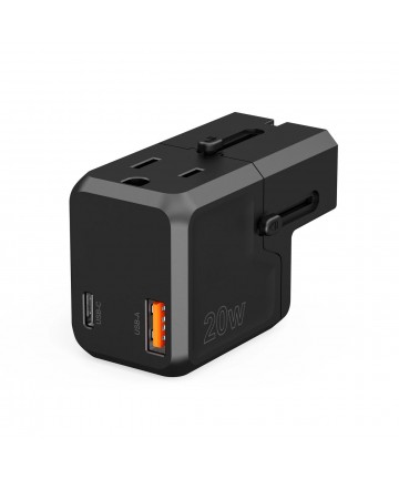 Choetech PD6038 USB-C USB-A PD 20W Travel Charger USA EU UK AU - Black