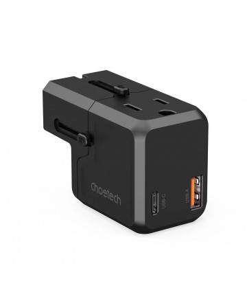 Choetech PD6038 USB-C USB-A PD 20W Travel Charger USA EU UK AU - Black