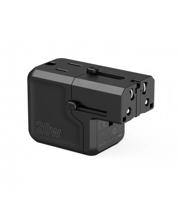 Choetech PD6038 USB-C USB-A PD 20W Travel Charger USA EU UK AU - Black