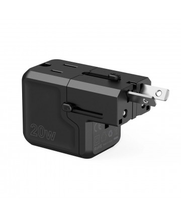 Choetech PD6038 USB-C USB-A PD 20W Travel Charger USA EU UK AU - Black