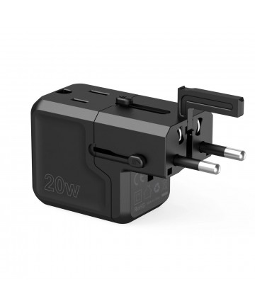 Choetech PD6038 USB-C USB-A PD 20W Travel Charger USA EU UK AU - Black