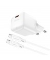 Acefast A73 Mini PD 20W GaN wall charger + USB-C cable - white
