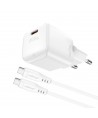 Acefast A77 Mini PD 30W GaN wall charger + USB-C cable - white