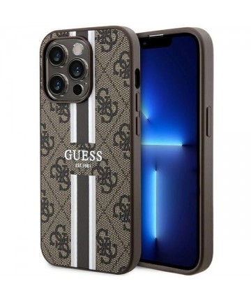 Guess 4G Printed Stripes MagSafe case for iPhone 15 Pro - brown