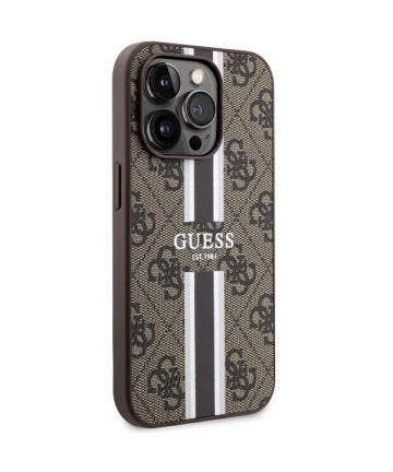 Guess 4G Printed Stripes MagSafe case for iPhone 15 Pro - brown