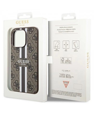 Guess 4G Printed Stripes MagSafe case for iPhone 15 Pro - brown