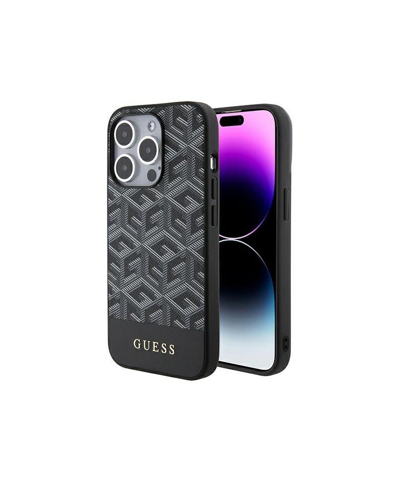 Guess GCube Stripes MagSafe case for iPhone 15 Pro Max - black