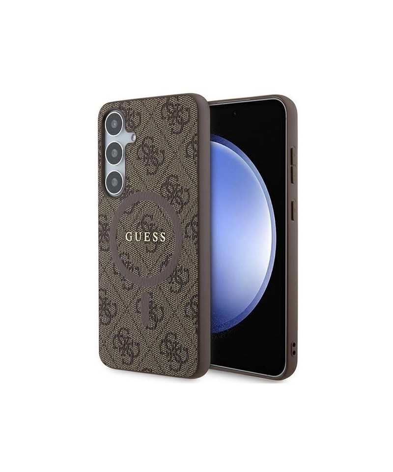 Guess 4G Collection Leather Metal Logo MagSafe case for Samsung Galaxy S24+ - brown