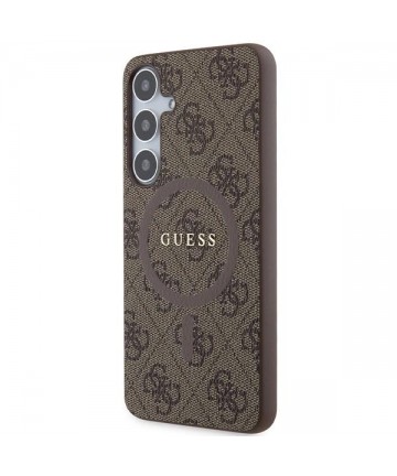 Guess 4G Collection Leather Metal Logo MagSafe case for Samsung Galaxy S24+ - brown