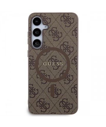Guess 4G Collection Leather Metal Logo MagSafe case for Samsung Galaxy S24+ - brown