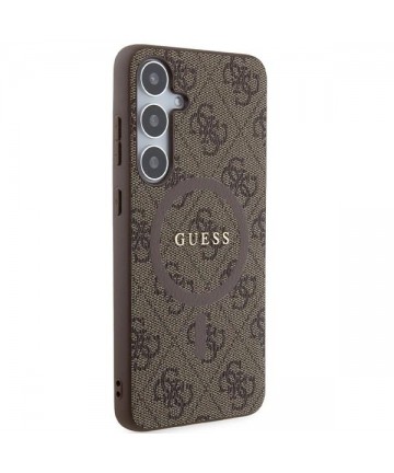 Guess 4G Collection Leather Metal Logo MagSafe case for Samsung Galaxy S24+ - brown