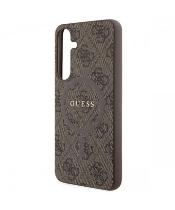 Guess 4G Collection Leather Metal Logo MagSafe case for Samsung Galaxy S24+ - brown