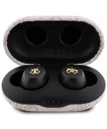 TWS Guess 4G Metal Bluetooth headphones with ENC docking station - pink