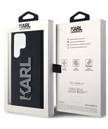Karl Lagerfeld 3D Rubber Glitter Logo case for Samsung Galaxy S23 Ultra - black